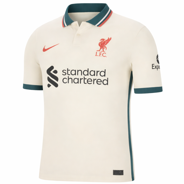 t34t433434 Liverpool FC Cream & Teal Collared Away Jersey